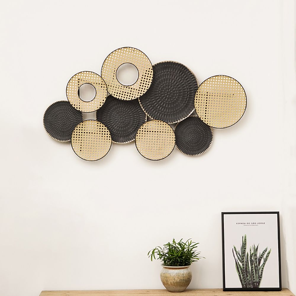 Geometric Gold & Black Metal Multicircles Wall Decor