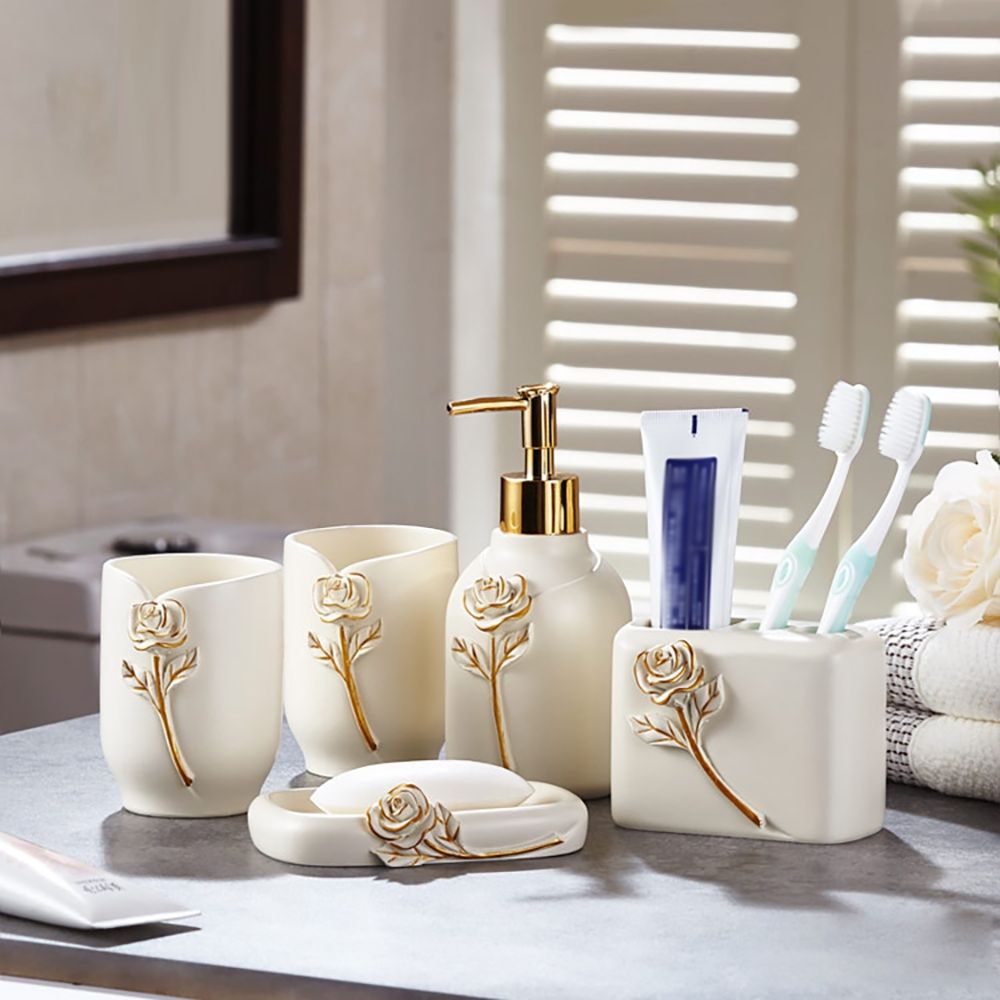 Nordic Rose 5-Piece Countertop Bathroom Accessories Set