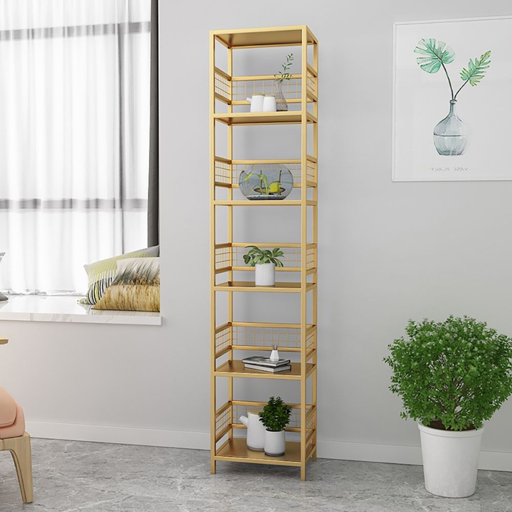 5Tier Gold Bookshelf Metal Freestanding Narrow Bookcase