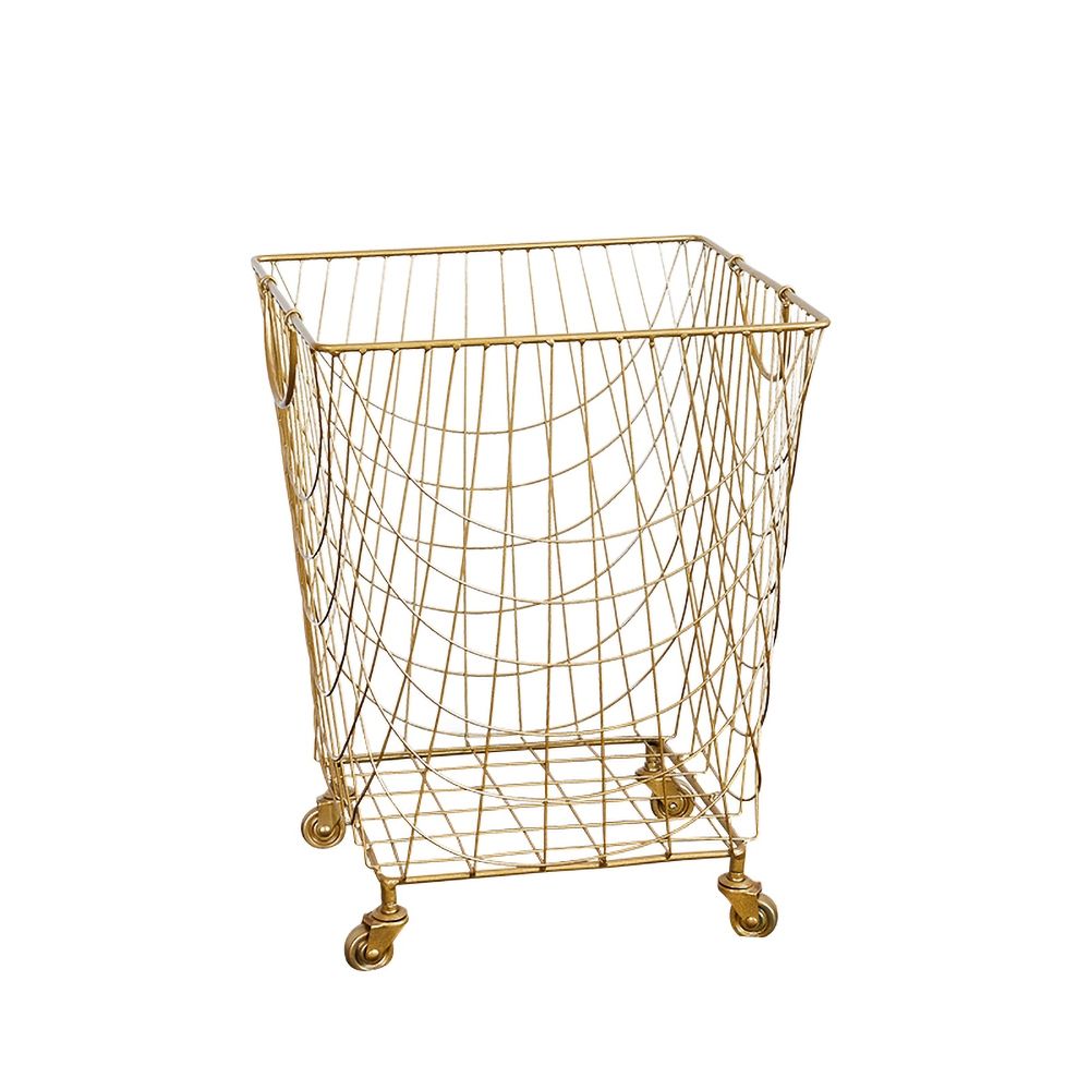 Large Square Metal Rolling Laundry Hamper with Handles