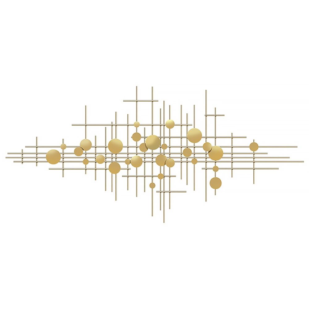 MidCentury Metal Wall Decor Abstract Bar & Dots Gold Art