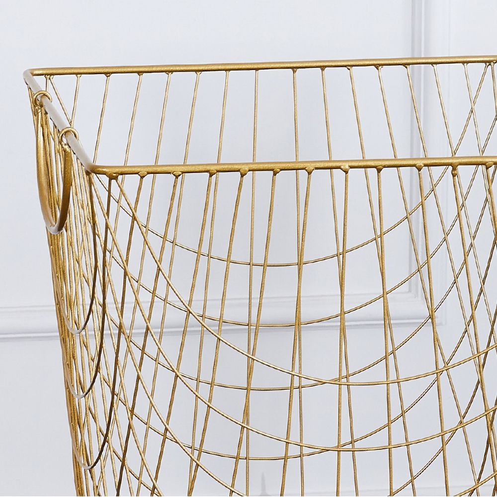 Large Square Metal Rolling Laundry Hamper with Handles