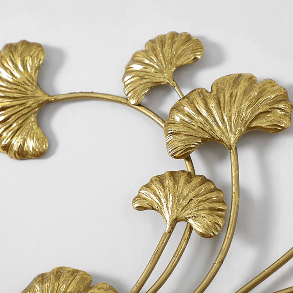 X Luxury Golden Metal Ginkgo Leaves Wall Decor