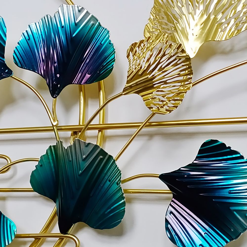 Modern Light Luxury Style Metal Ginkgo Leaves Wall Decor