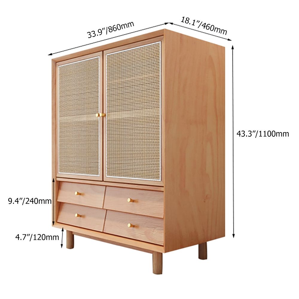 Cottage Natural Rattan Woven Closet with Drawers & Doors