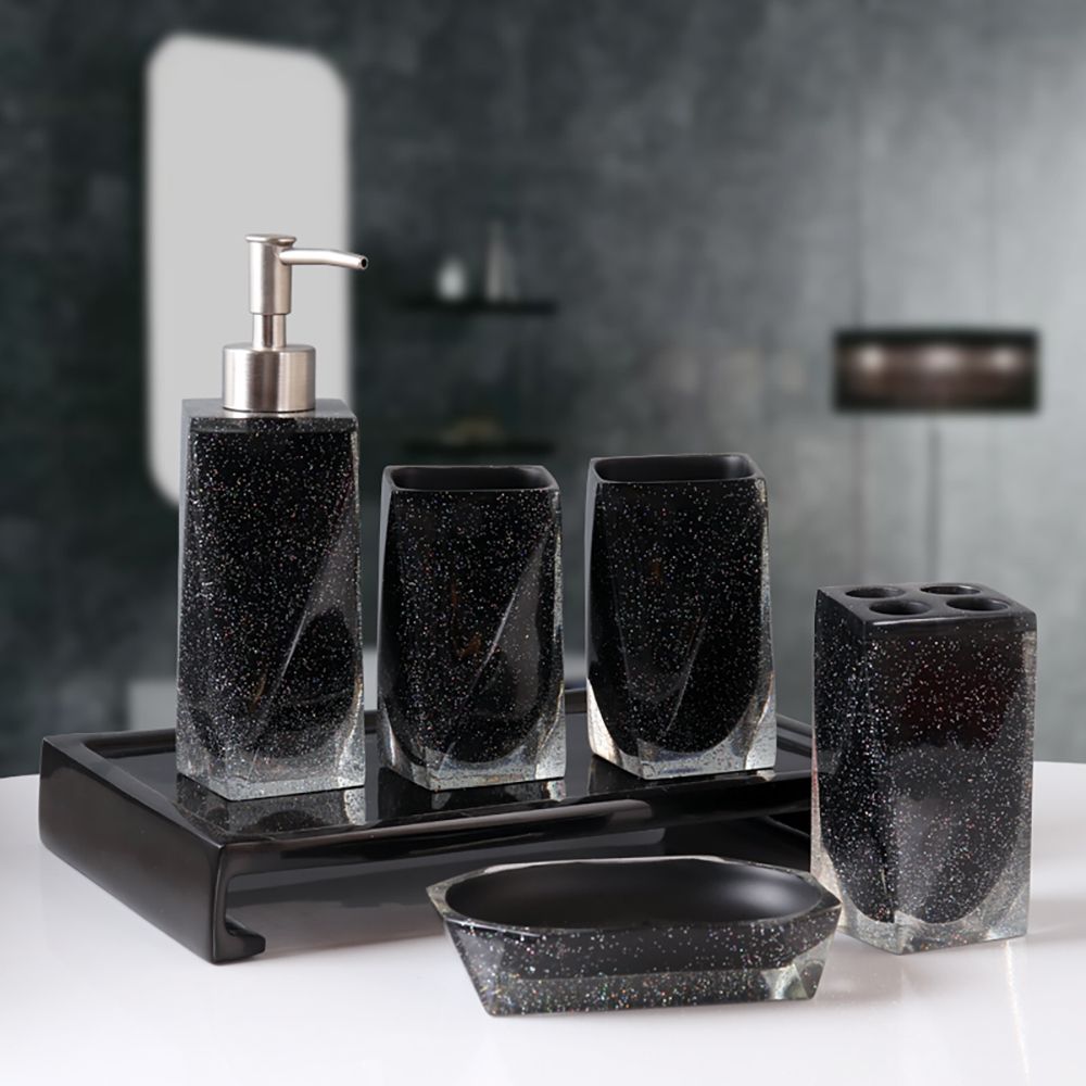 Nordic Black 5Piece Countertop Bathroom Accessories Set
