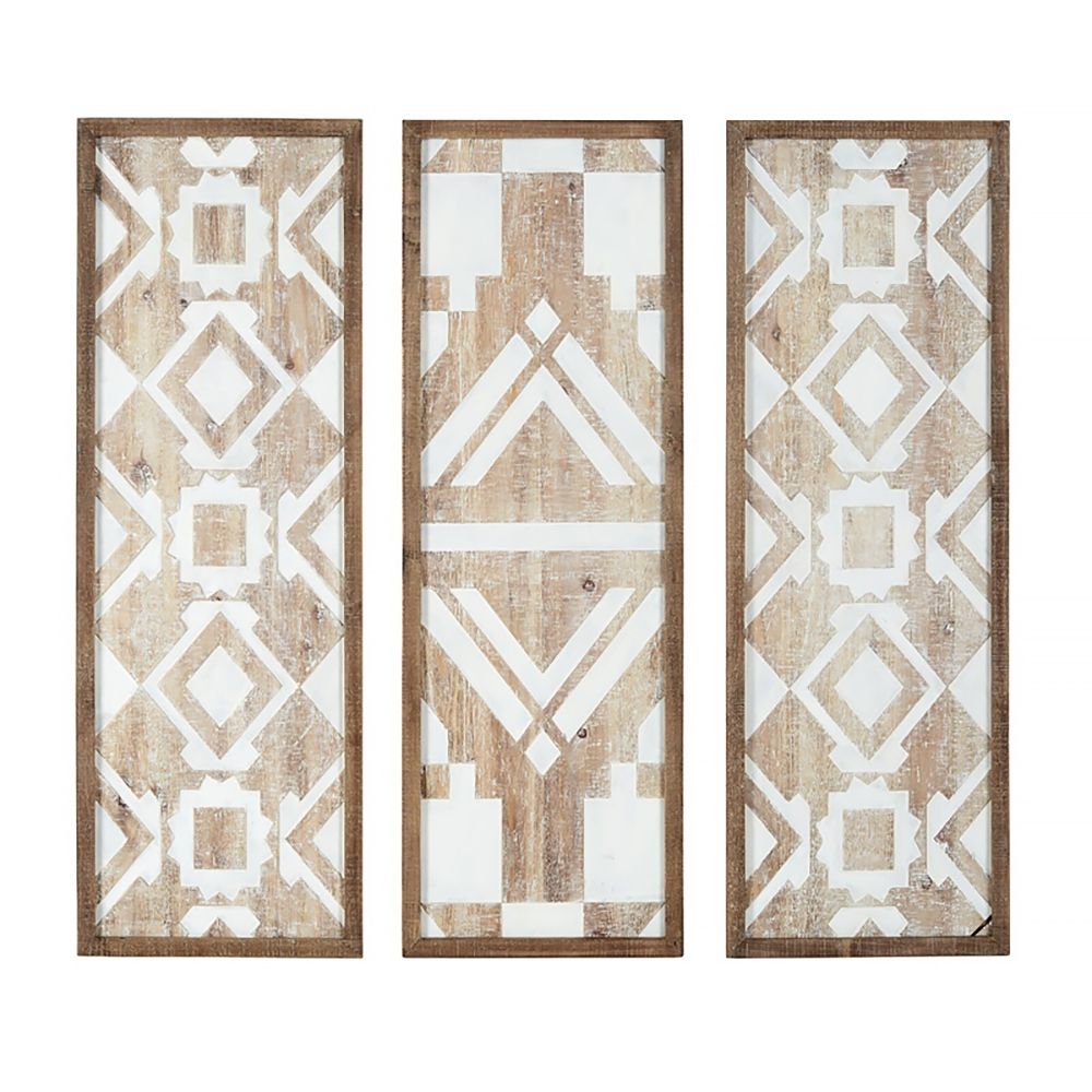 3Piece Set Carved Wood Wall Decor for Living Room Art Decoration