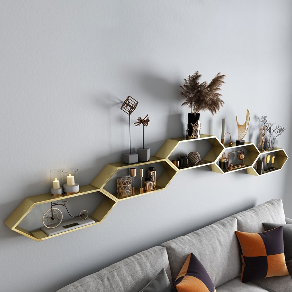 gold floating shelves