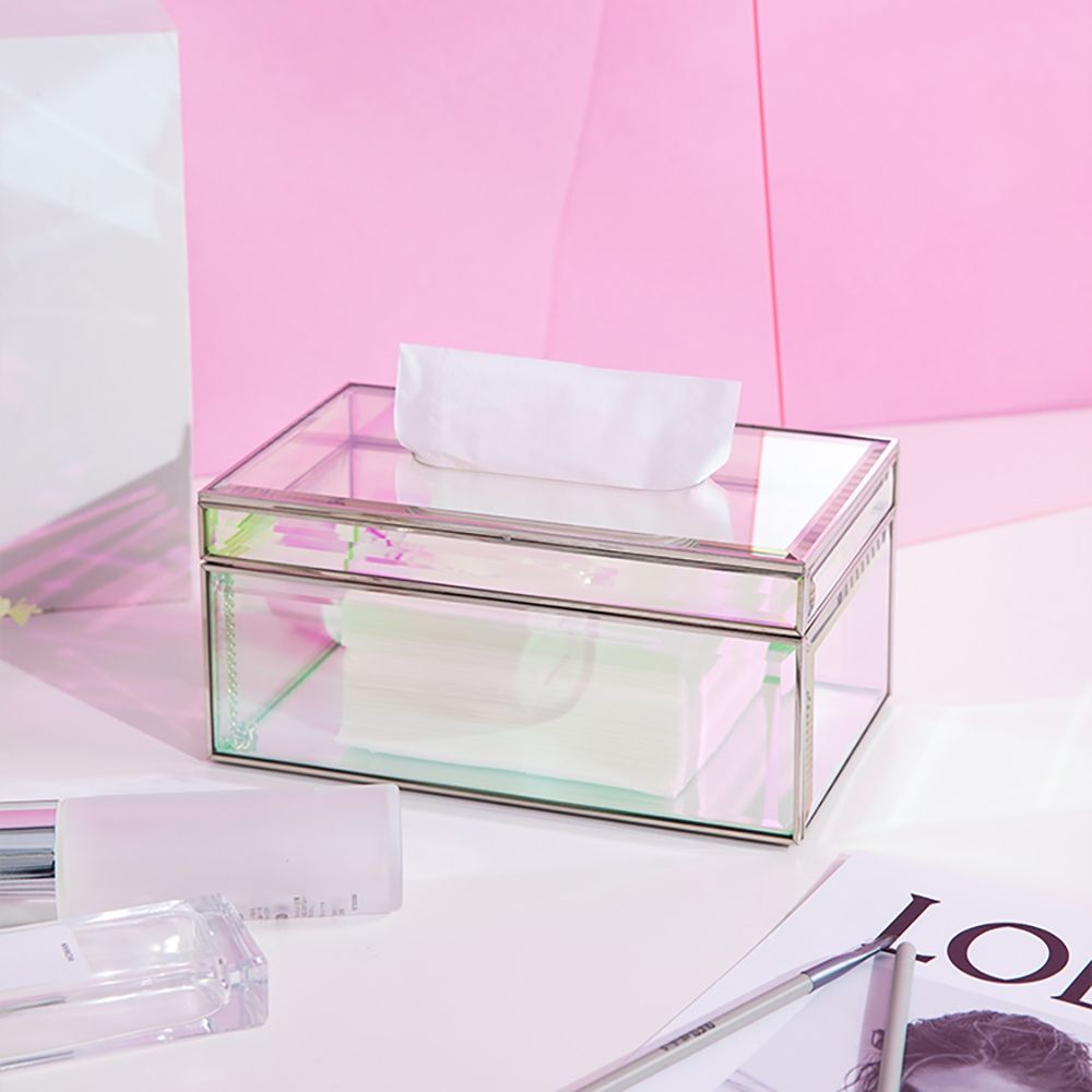 97mm Modern Rectangular Colourful Glass Tissue Box Cover