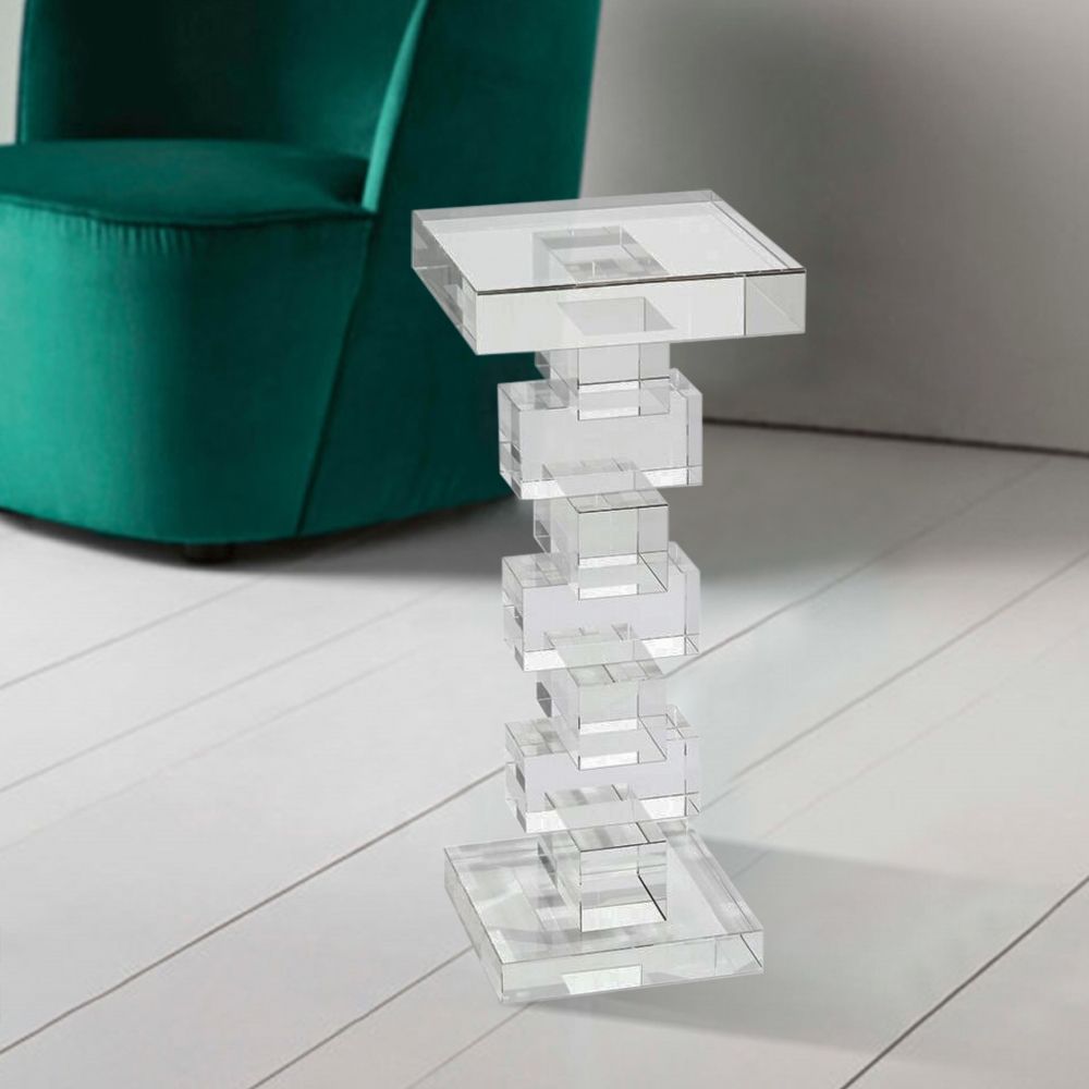 Modern Acrylic End Table Square Clear Side Table Accent Table