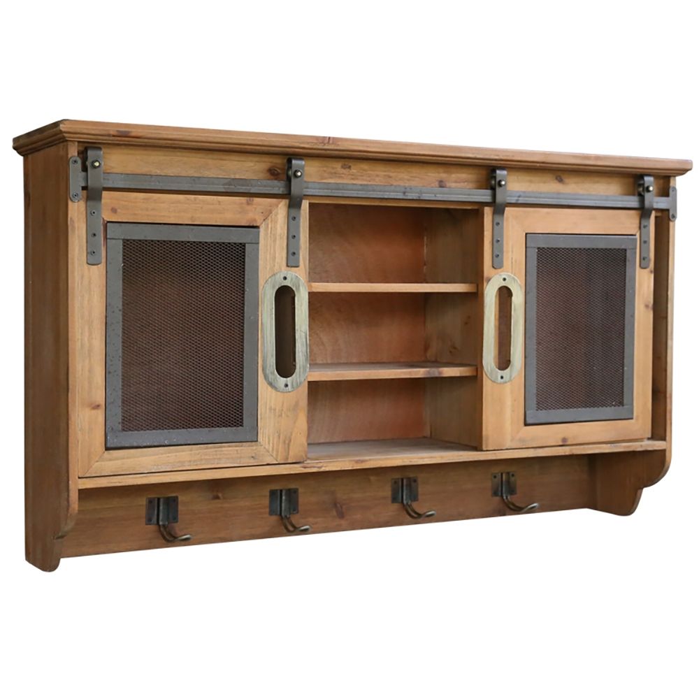 Rustic Accent Storage Wall Cabinet With Sliding Doors   F682dc256c5d46c0a29e5c638b97774c 