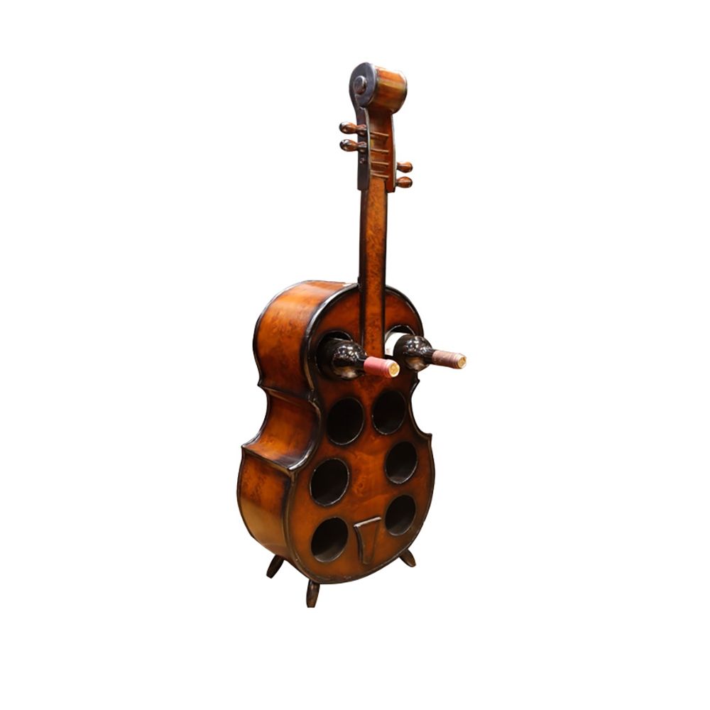 8 Bottles Freestanding Violin Wine Rack Bottle Holder