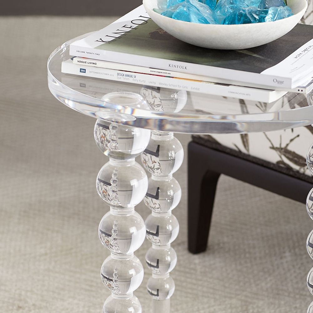 Modern Acrylic End Table Clear Round Side Table
