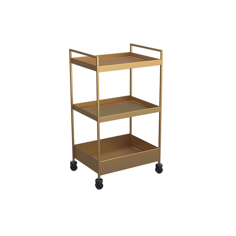 3Tiered Tray Gold Rolling Storage Cart with Wheels & Handles Metal