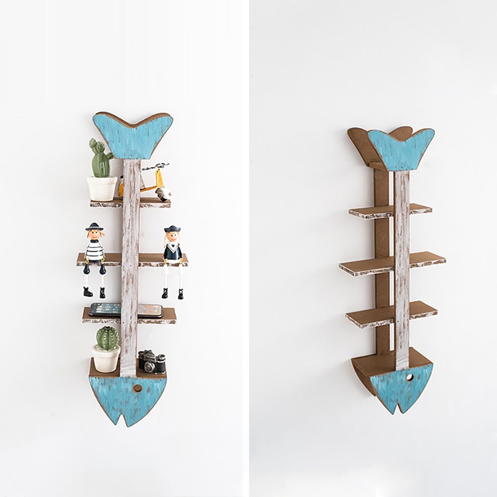 Rustic Wooden Fish Wall Mounted Shelving