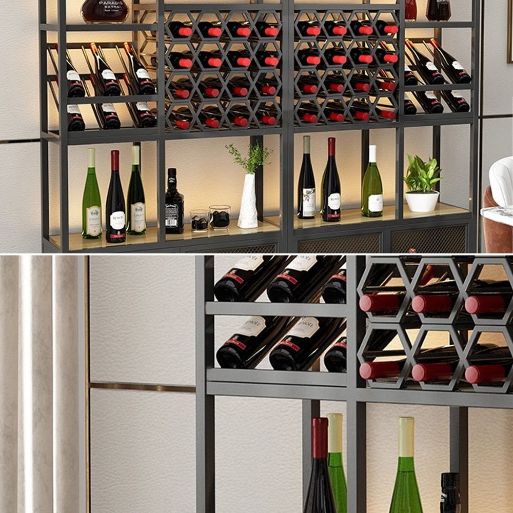 Industrial Standing Wine Rack with Glass Rack