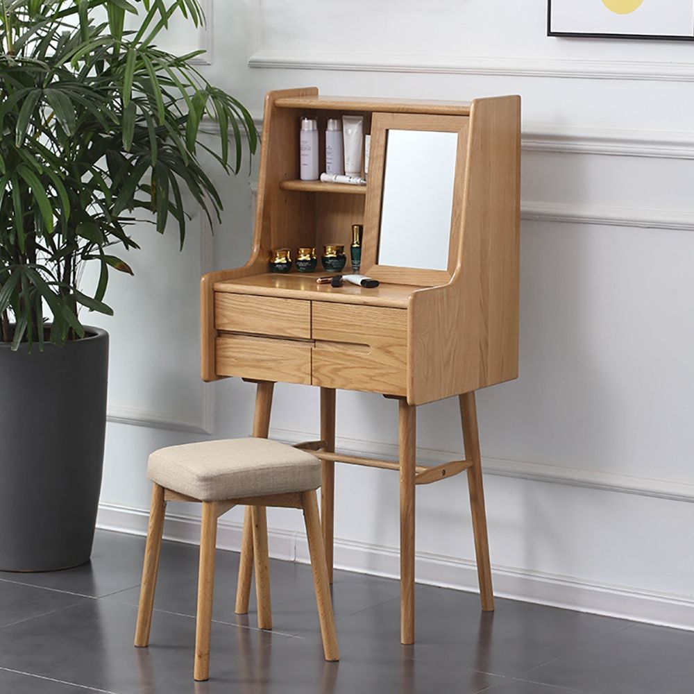 Nordic Natural Makeup Vanity 3Drawer Removable Mirror & Adjustable Shelf