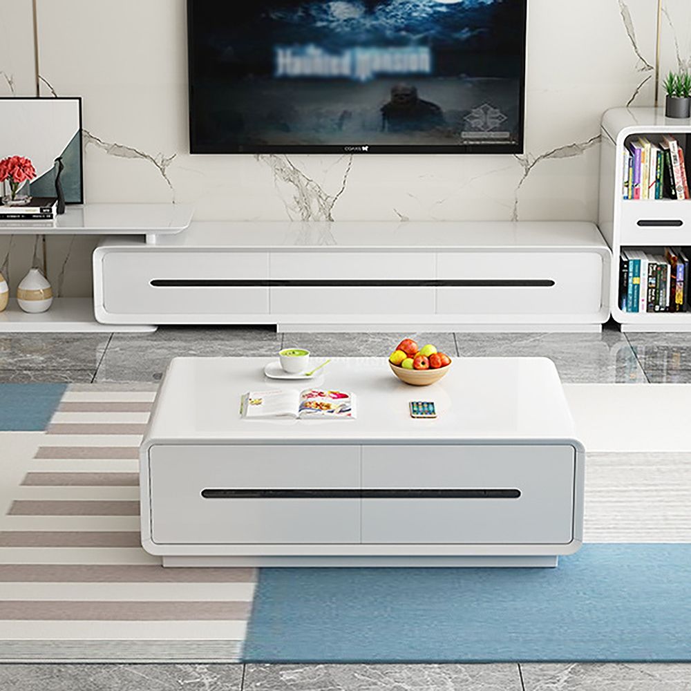 Modern White Coffee Table with Storage in Wood