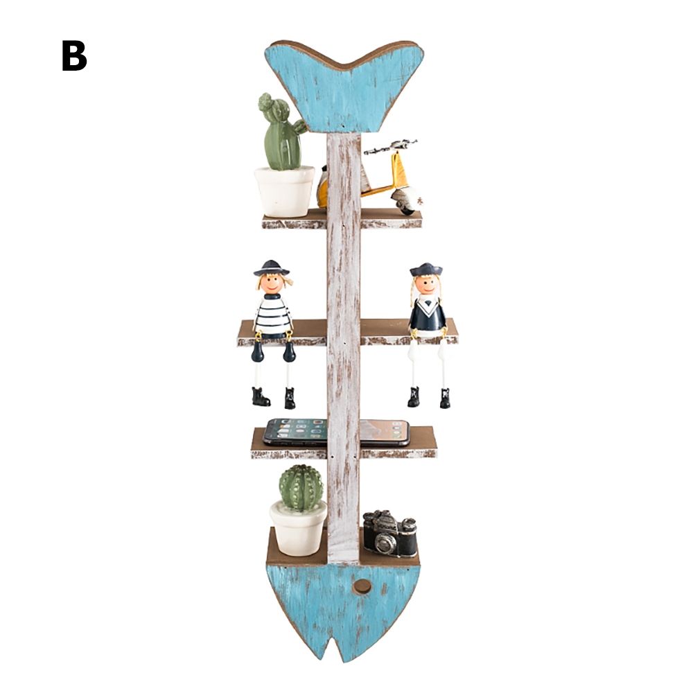 Rustic Wooden Fish Wall Mounted Shelving