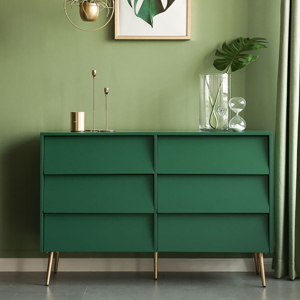 47" Modern Green Bedroom Dresser Minimalist 6Drawer Accent Cant Chest