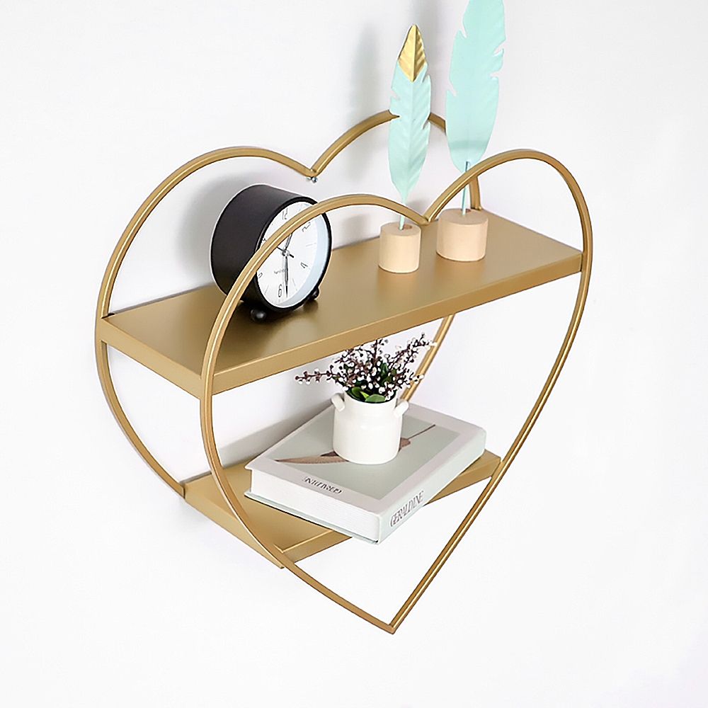 Image showcasing Heart-Shaped Floating Shelves Nordic Decor Wall Shelf