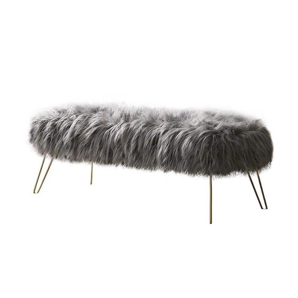 Faux Fur Bench Bench Puffy Modern Furry Bench