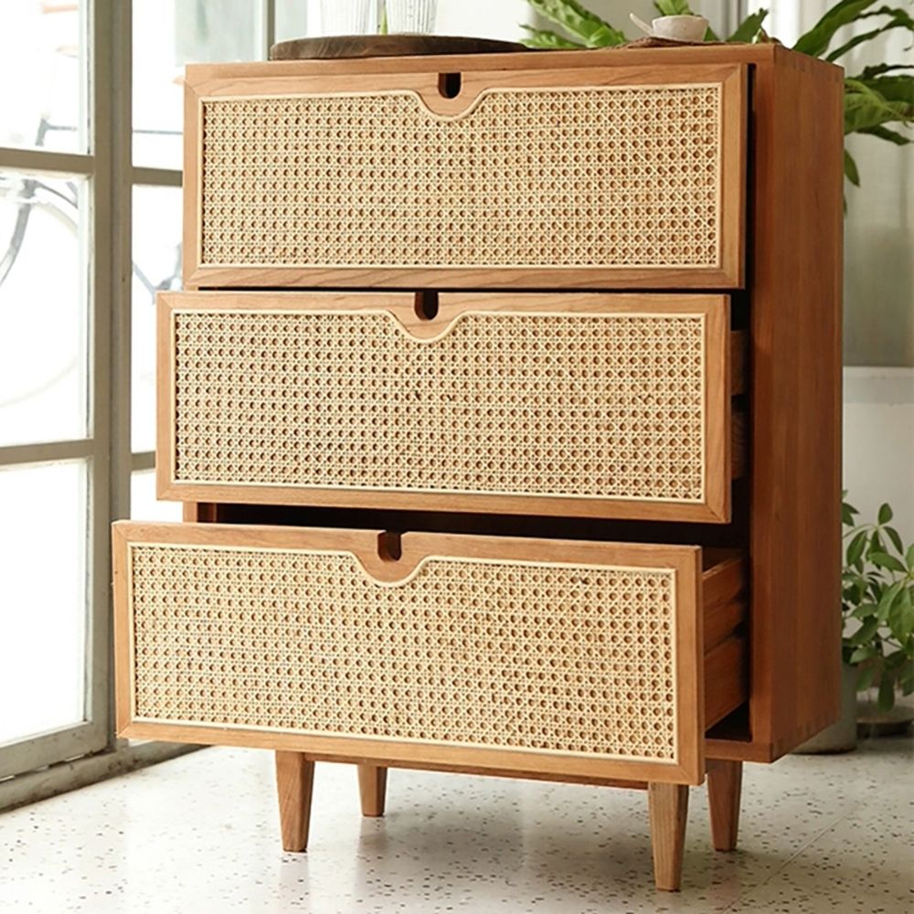Nordic Natural 4 Drawers Chest Rattan Woven in Large