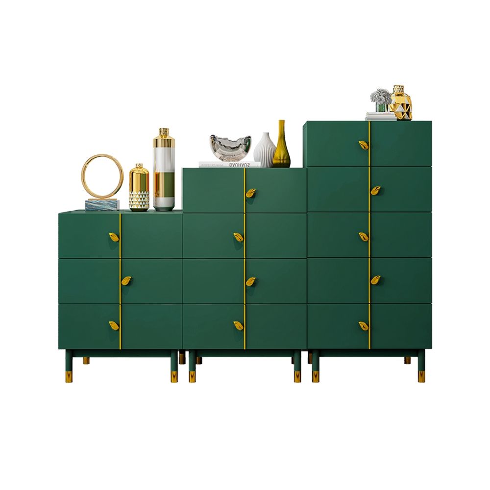 Modern Green Cabinet Gold Leaf Shaped Pulls 3 Drawer Kitchen Cabinet In   399c7c35ac63424f890aaeef309c87fd 