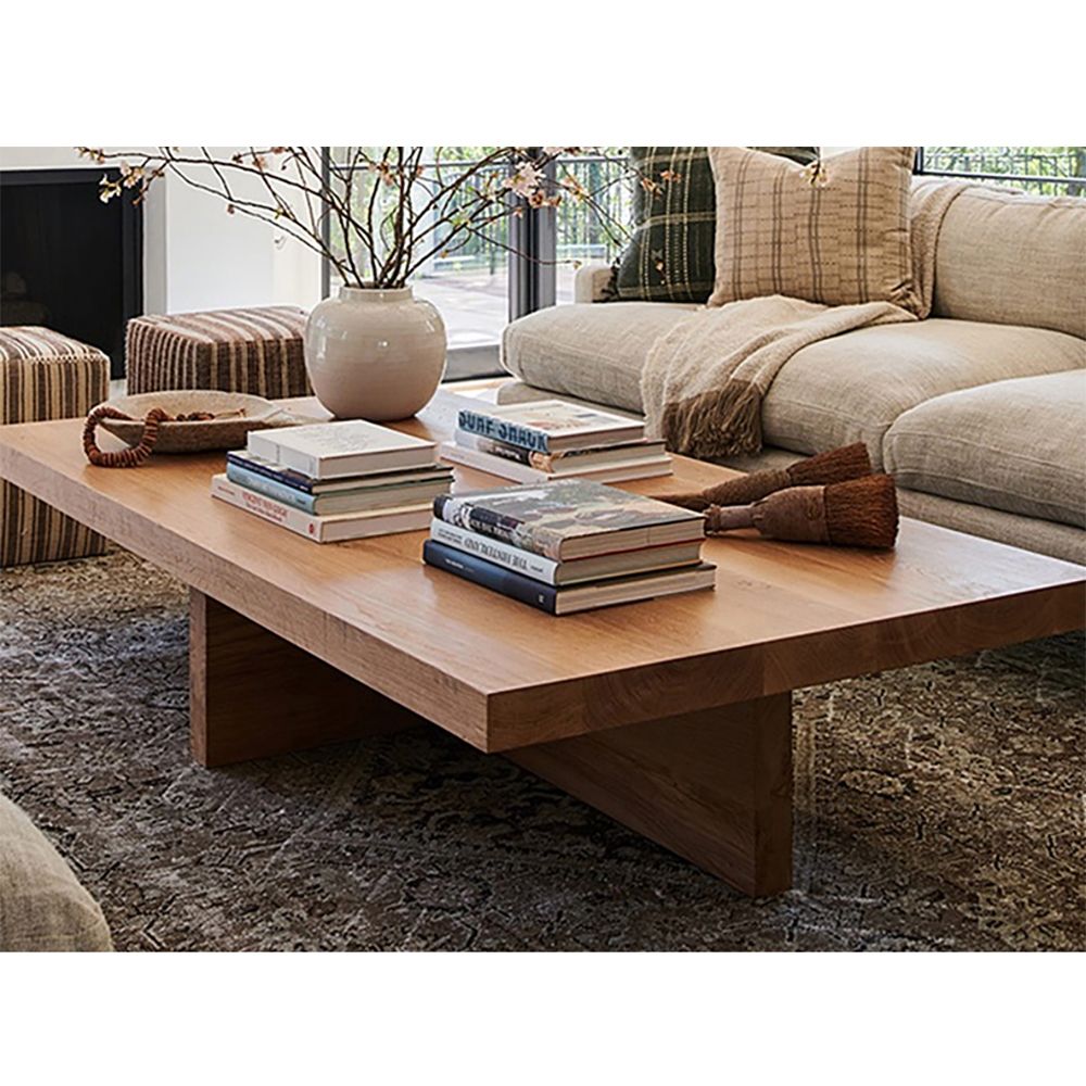 Farmhouse Wood Coffee Table Rectangle-shaped in Natural Rustic