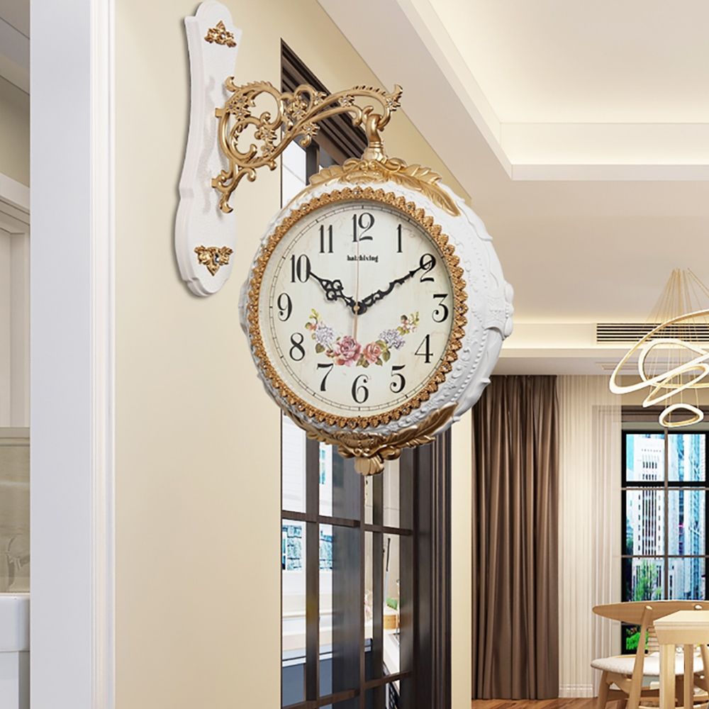 European Style DoubleSided Retro Hanging Decorative Wall Clock
