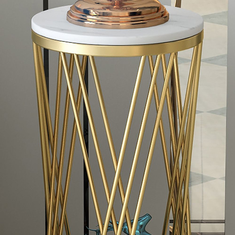 Medium Modern Marble Plant Stand Flower Rack in Gold