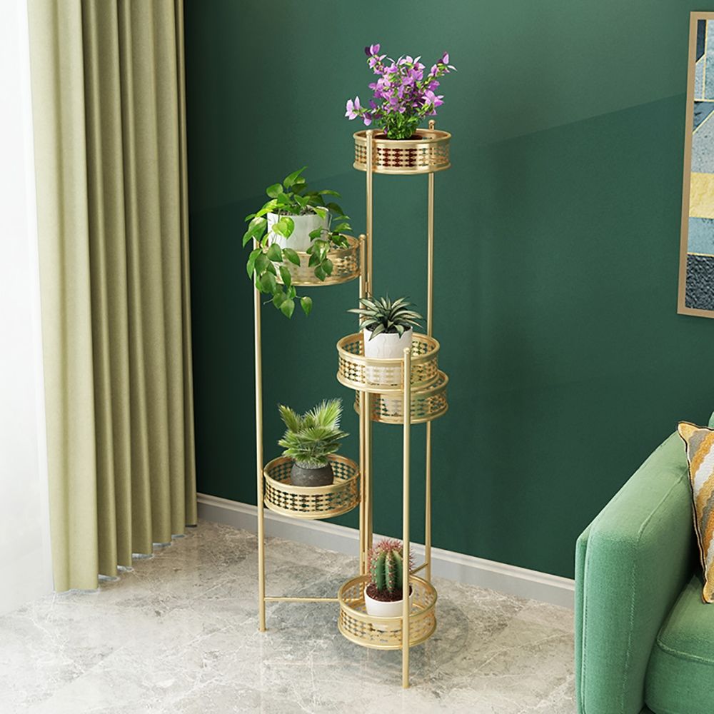Luxury Indoor 6Tiered Standing Plant Stand in Gold