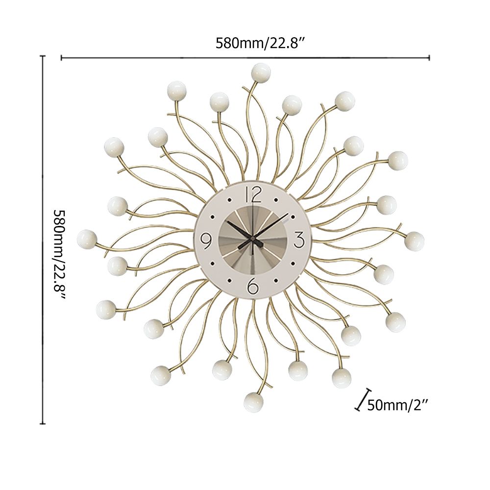 22.8" Oversized White Luxury Modern Fashion Metal Wall Clock Solid