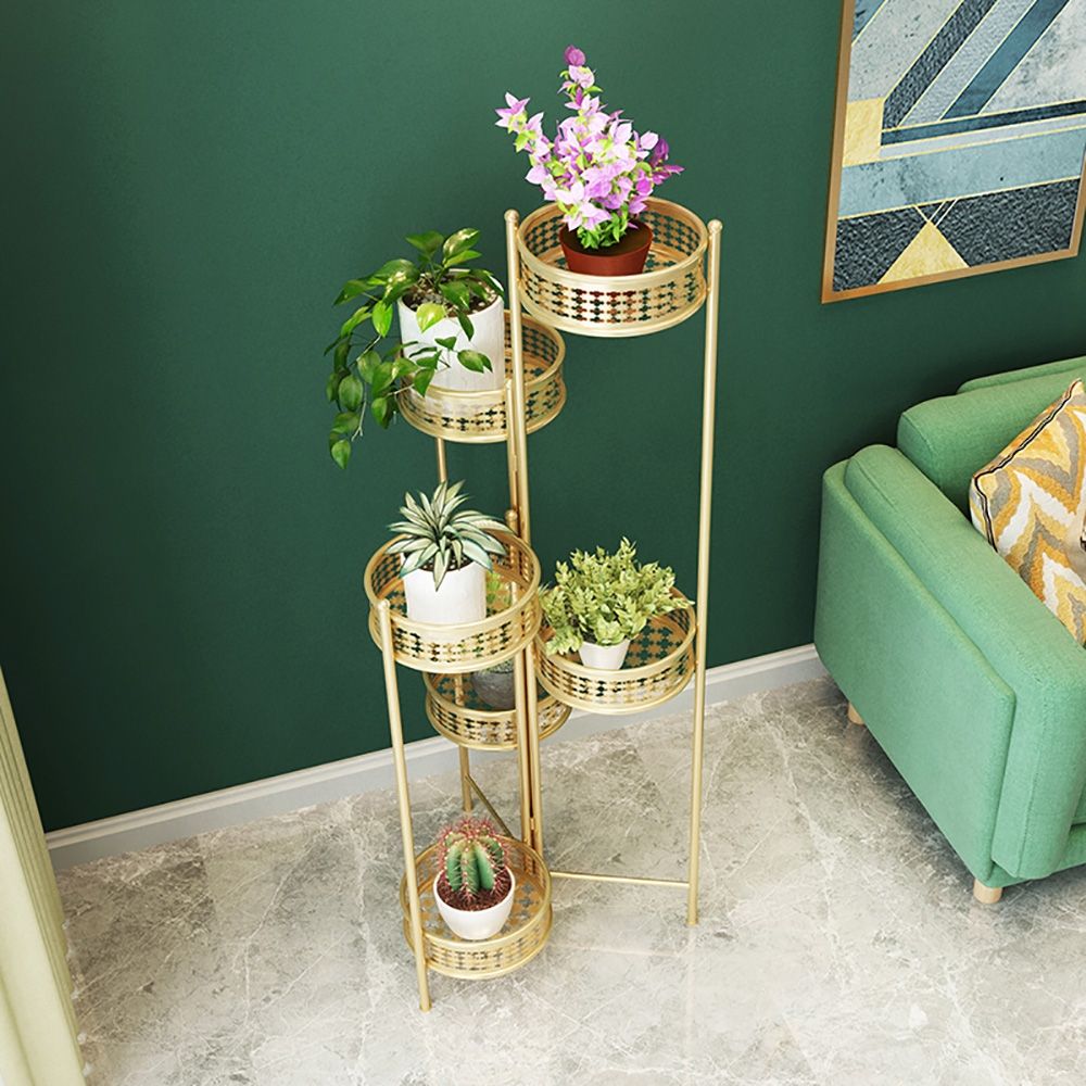 Luxury Indoor 6Tiered Standing Plant Stand in Gold