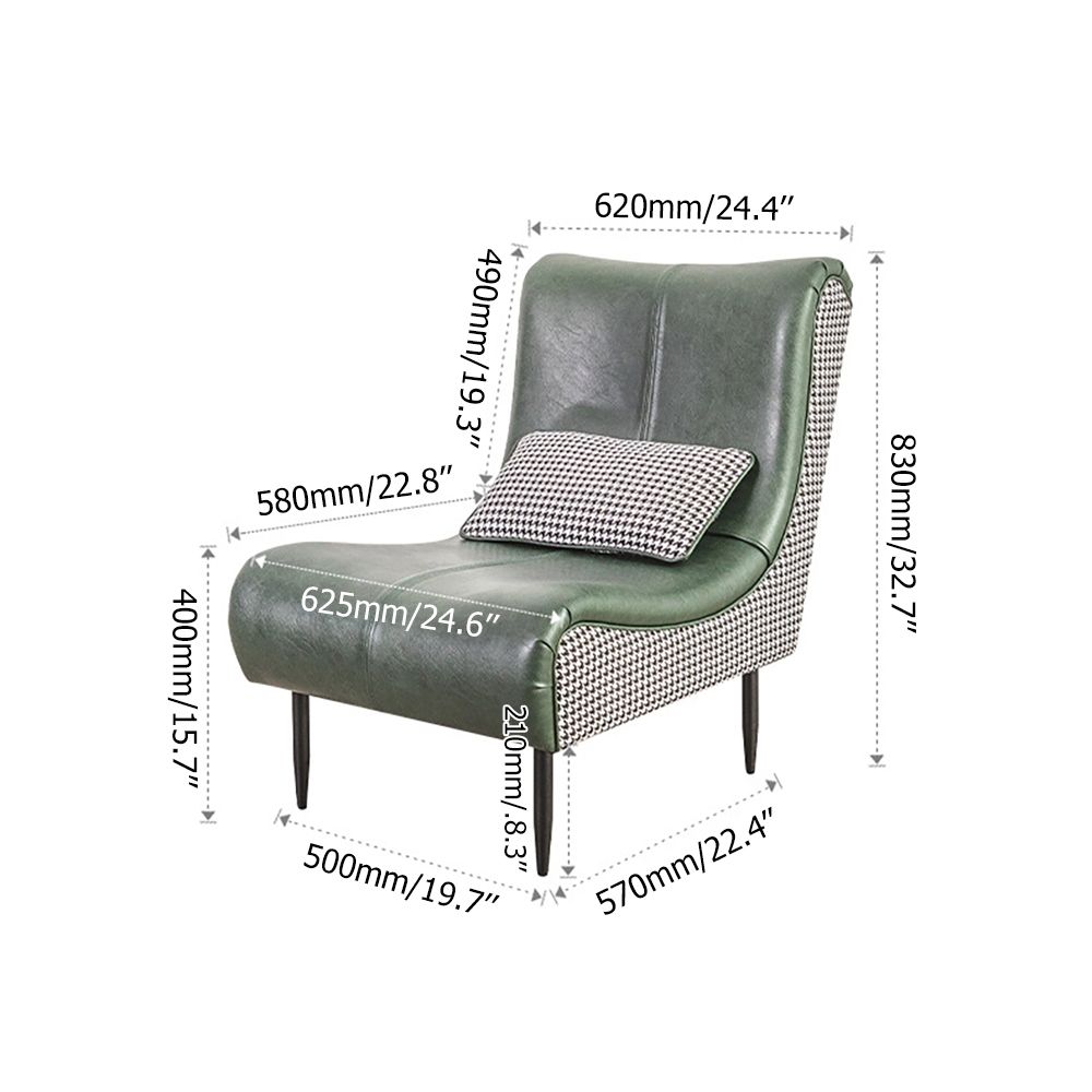 Green Accent Chair Upholstered Leather Accent Chair Modern with Ottoman