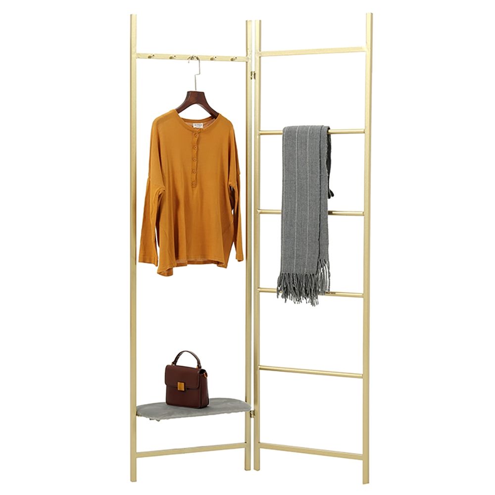 2Panel Metal Divider Coat Rack Entryway Shelf with Shelf
