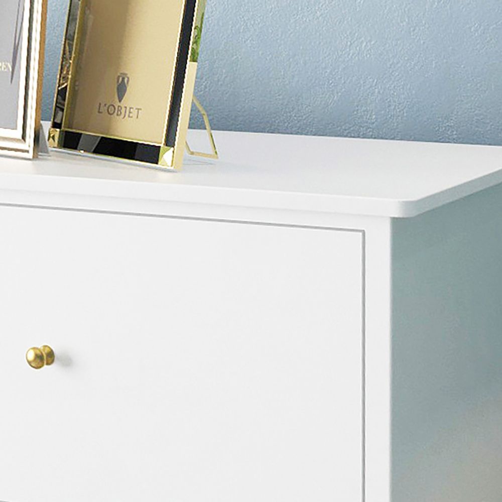 63" Modern White Bedroom Dresser 7Drawer Gold Finish in Small