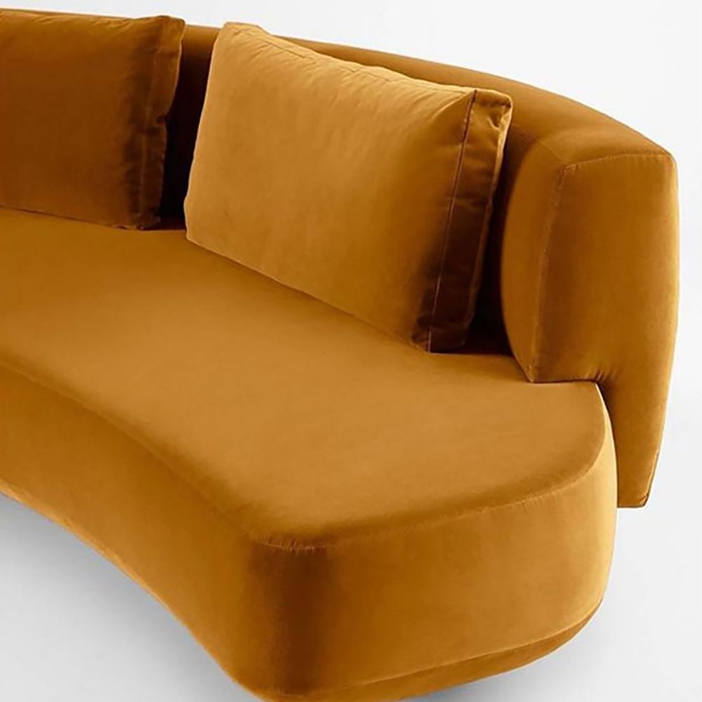 Orange Sofa Velvet Upholstered Sofa 3Seater Sofa 82.7"