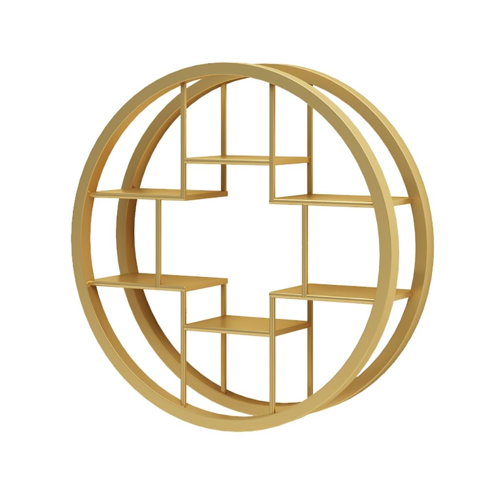 Modern Round 6Tiered Floating Shelves for Study in Gold