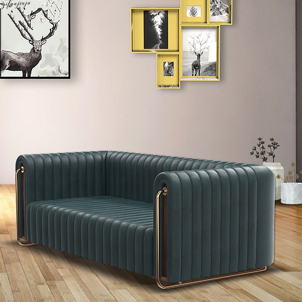 Retro Green Sofa Velvet Upholstered Sofa 3-Seater Sofa Luxury Sofa 78.7"