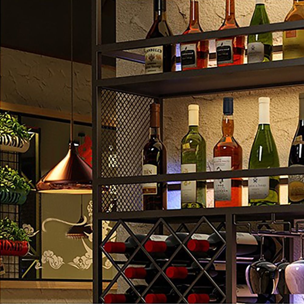 70.9" Industrial Standing Wine Rack Glass Rack in Black