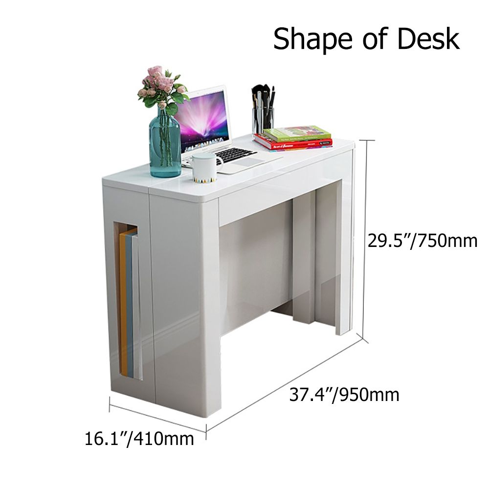 Modern Foldable White Dining Table Movable Writing Desk