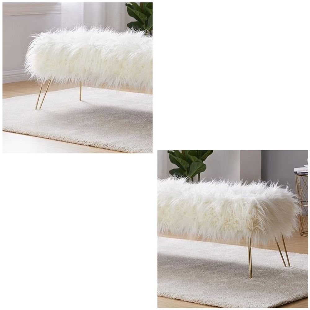 Faux Fur Bench Bench Puffy Modern Furry Bench