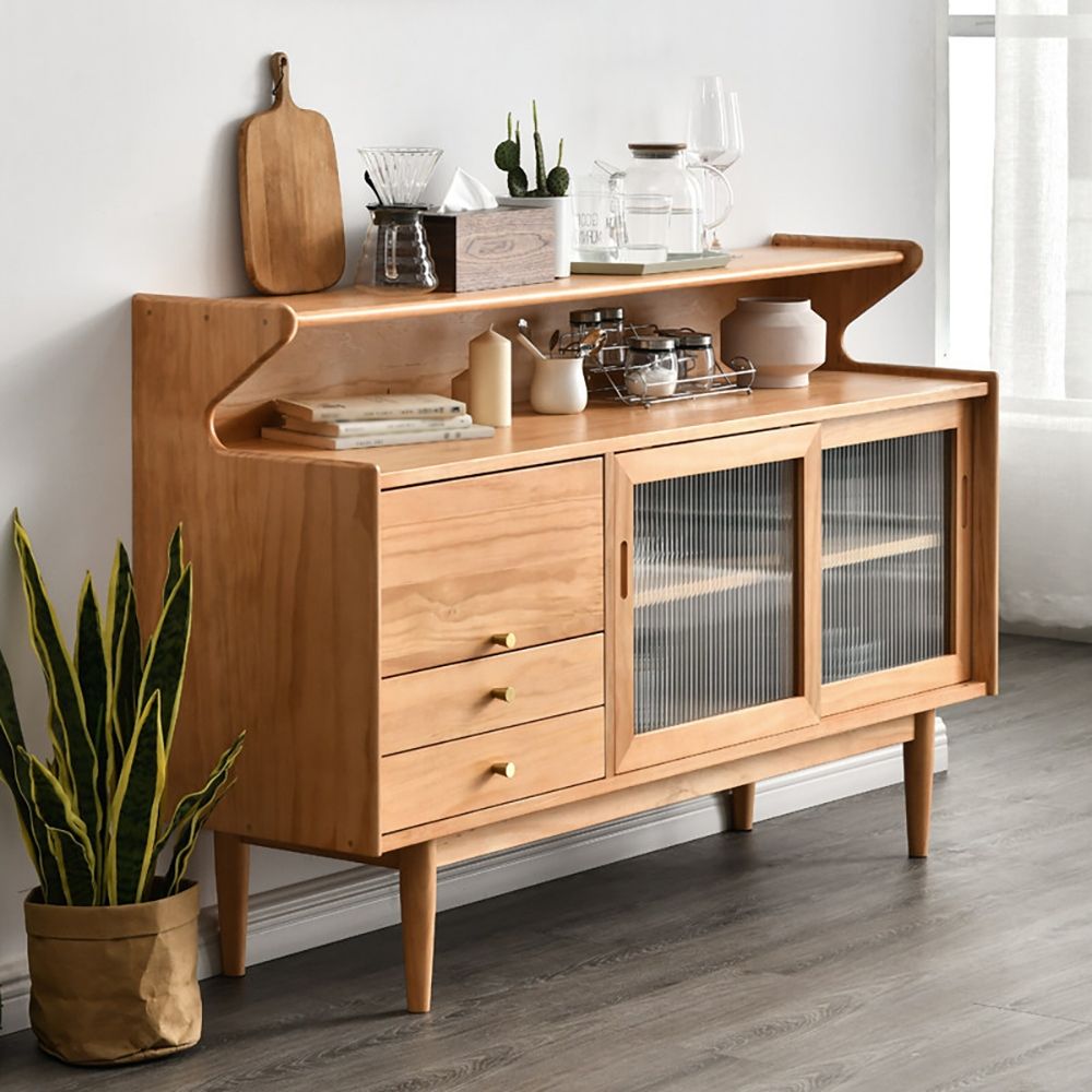47" Natural Sideboard Buffet Flip Door Kitchen 2Drawer with