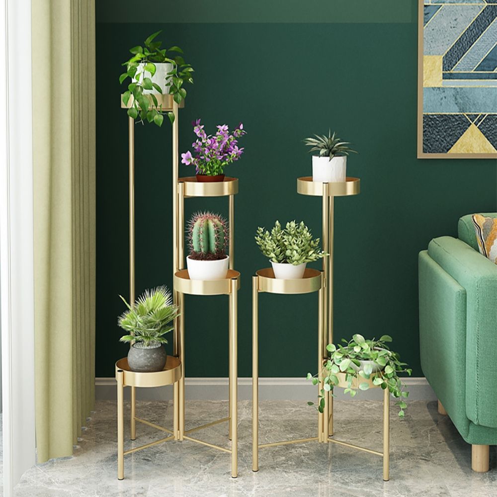 Luxury Contemporary Standing Plant Stand in Gold-Large