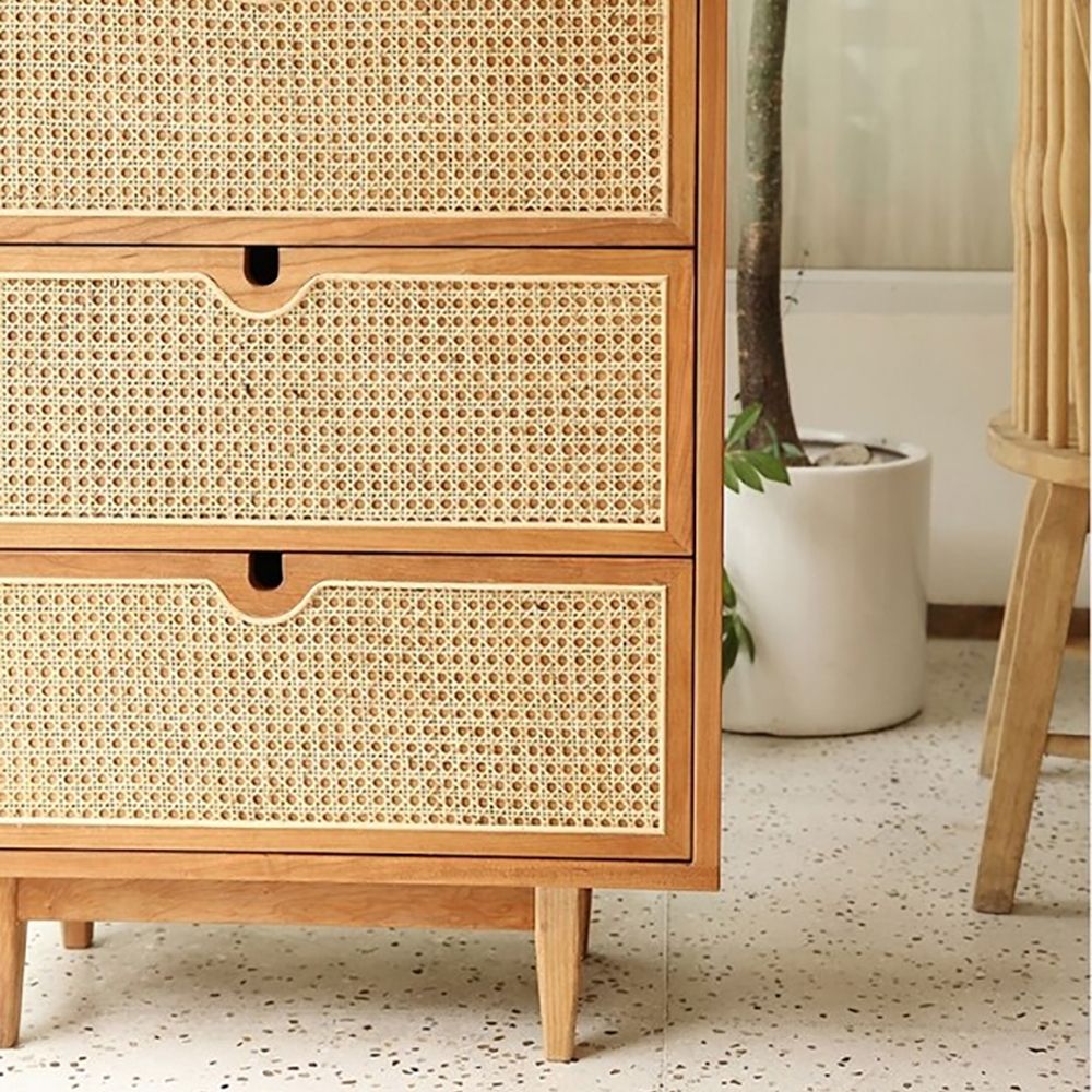 Nordic Natural 4 Drawers Chest Rattan Woven in Large