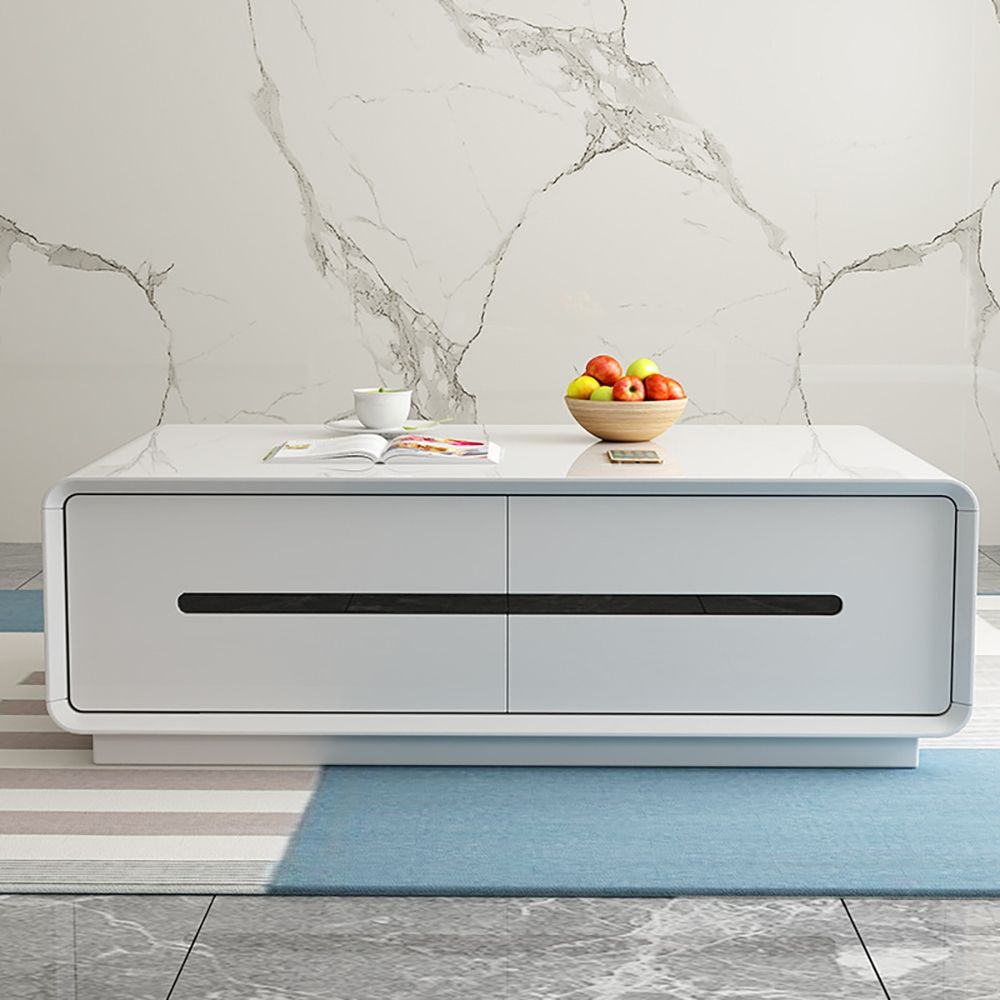 Modern White Coffee Table with Storage in Wood