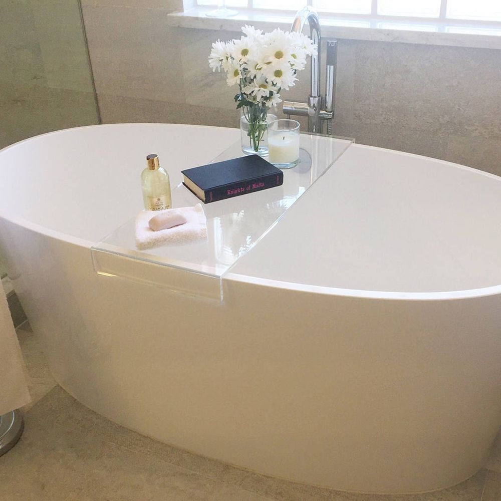 Acrylic Bathtub Tray Clear Bathroom Caddy Shelf