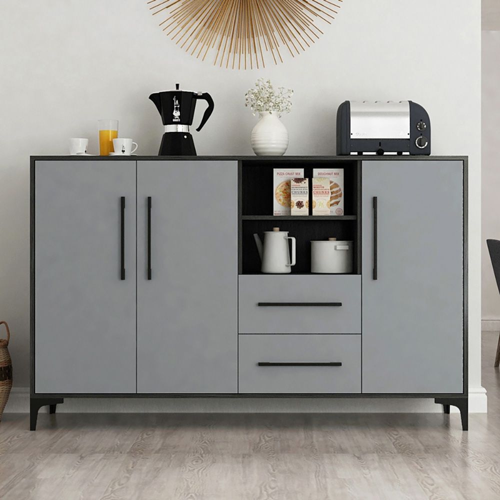 1600mm Grey Sideboard Buffet with Drawers & Doors & Shelves in Large