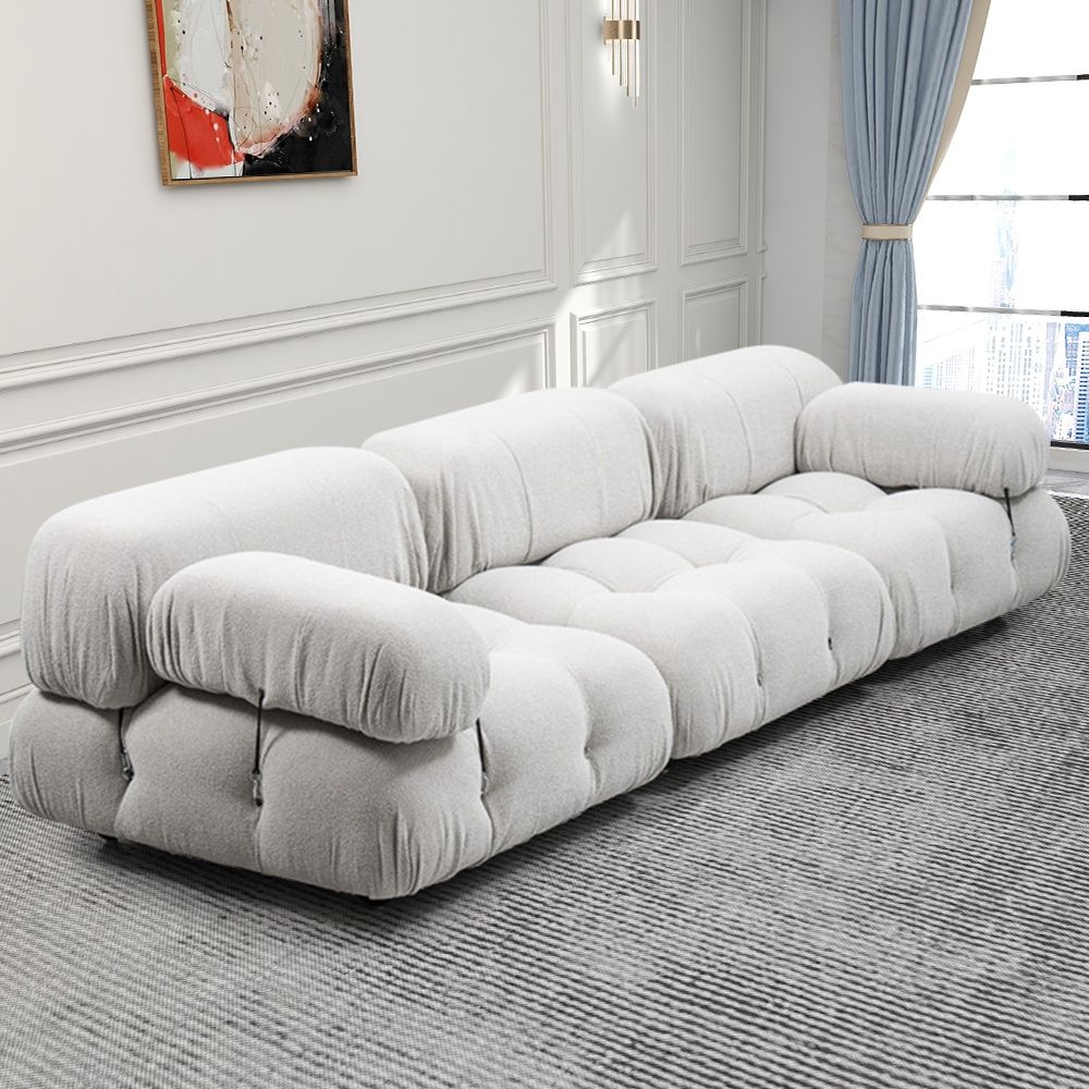 Modular Sofa With Velvet Tufted Back Cushions